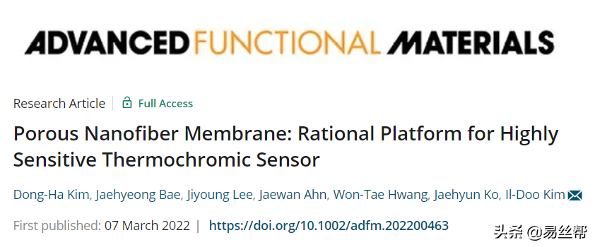Il-Doo Kim教授AFM：多孔納米纖維膜用于高靈敏度熱致變色傳感器
