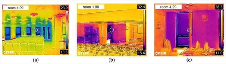 建筑物不同區域的熱圖像 建筑物不同區域的熱圖像