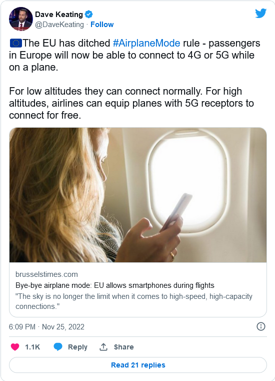 歐盟新法規允許航空公司在機上提供來自基礎運營商的4G/5G信號 歐盟新法規允許航空公司在機上提供來自基礎運營商的4G/5G信號