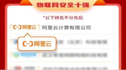 阿里云榮獲“2021年物聯網安全十強企業”