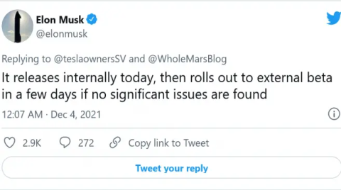 特斯拉本周末將面向合格車主推送全自動駕駛 Beta 10.6版